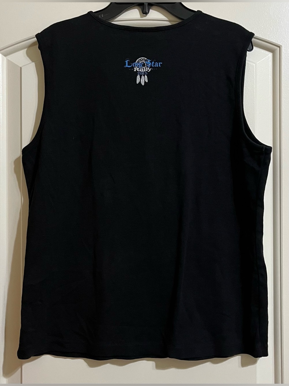 Biker Clothing Co Women’s Black Chains Rhinestones Lone Star Rally 2015 Top 2X - Picture 3 of 8